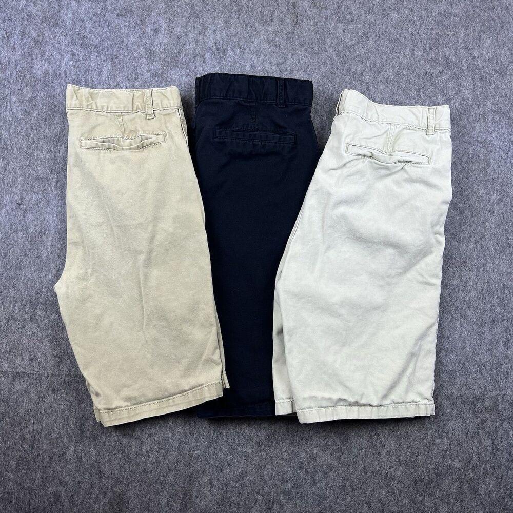 Lot Of 3 Childrens Place Boys Uniform Pants Chino Khaki Black 9" Inseam Size 14